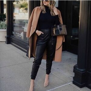 Spanx Leather Like Jogger Black Size L NEW